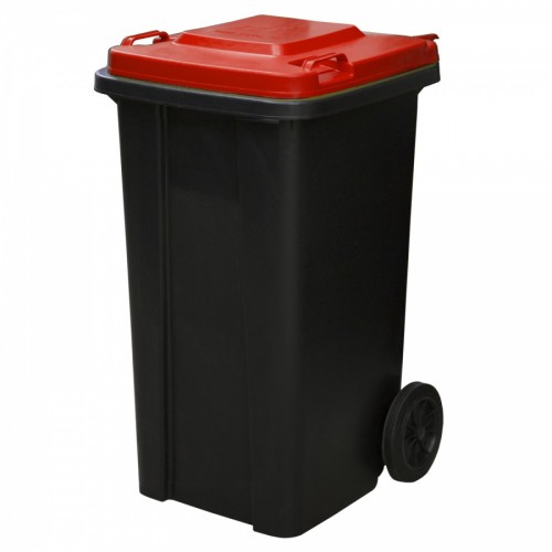 Мусорный контейнер 120 л. пластиковый для раздельного сбора мусора на колесах с крышкой и ручкой 