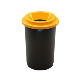 Контейнер для раздельного сбора мусора черная емкость и желтая воронкообразная крышка