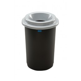 Бак для раздельного сбора мусора  черная емкость и серебристая воронкообразная крышка