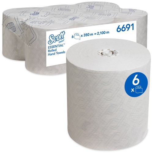 Полотенца бумажные в рулоне Kimberly Clark Scott Essential 6691 1-слойные 6 рулонов по 350 метров
