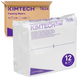 Нетканый протирочный материал листовой Kimberly-Clark Kimtech Pure 7624 1-слойный 12 пачек по 35 листов