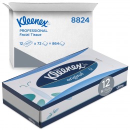 Салфетки косметические для лица Kimberly Clark Professional Kleenex 8824 К1 20х20 3-слойные 12 пачек по 72 листа