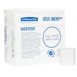Туалетная бумага листовая Kimberly-Clark HOSTESS 8035 2-слойная 32 пачки по 250 листов