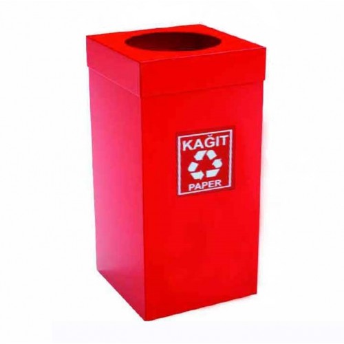Урна  для сортировки мусора из нержавеющей стали , красная порошковая окраска, обьем 54 л.