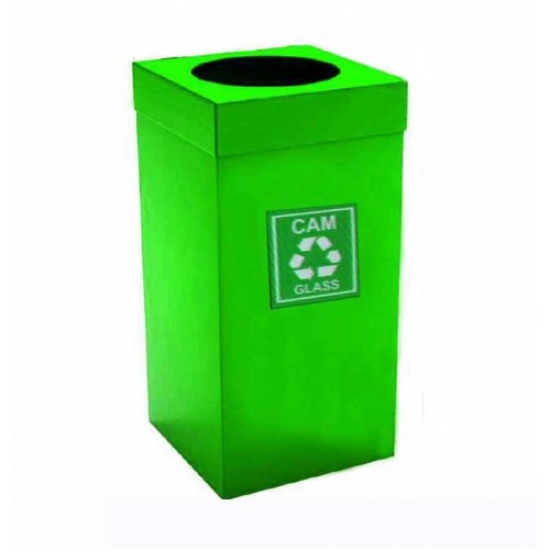 Урна  для сортировки мусора из нержавеющей стали , зеленая порошковая окраска, обьем 54 л.