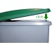 Контейнер для раздельного сбора мусора серый на колесах с зеленой крышкой с ручкой 