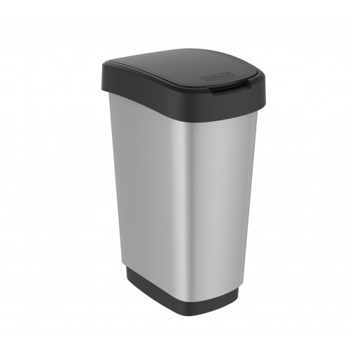 Rotho контейнер для раздельного сбора мусора Swing TWIST 25 л 50 л  с откидной плавающей крышкой цвет серебряный металлик