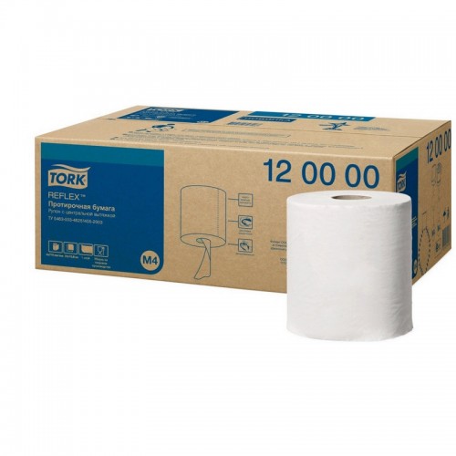 Полотенца бумажные в рулонах с центральной вытяжкой Tork Reflex 120000 М4 1-слойные 6 рулонов по 270 метров