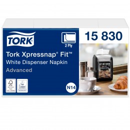 Салфетки диспенсерные Tork 15830 Xpressnap Fit® диспенсерные салфетки белые 21,3х16.5 2-слойные 8 пачек