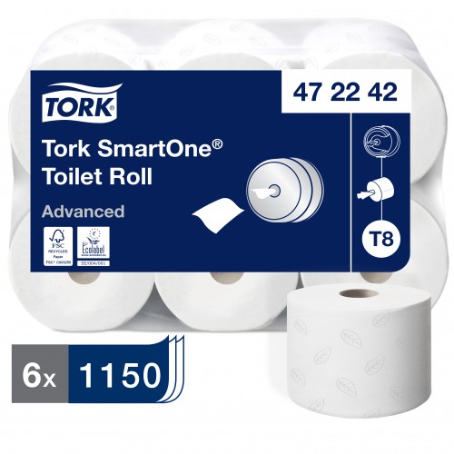 Туалетная бумага рулонная Tork SmartOne 472242 2-слойная 6 рулонов по 207 м