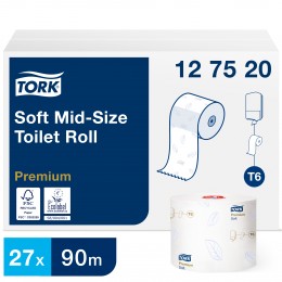 Туалетная бумага рулонная Tork Mid-size 127520 2-слойная 27 рулонов по 90 м