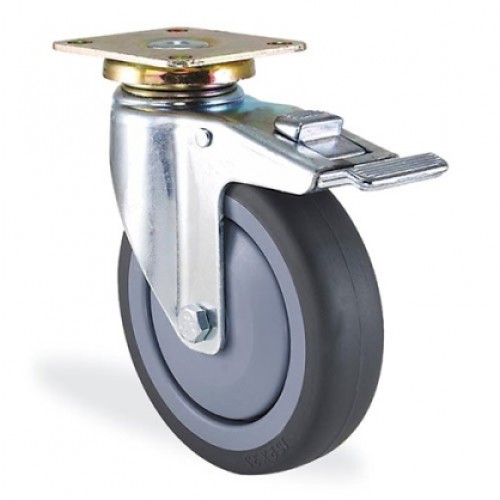 Колесо поворотное бесшумное с тормозом диаметр 200 мм