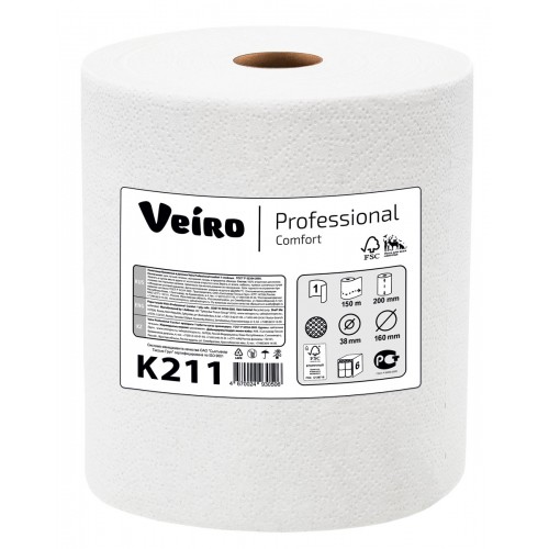 Бумажные полотенца в рулонах Veiro Professional Comfort К211 6 рулонов  по 120 м 