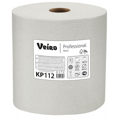Бумажные полотенца в рулонах Veiro Professional Basic КР112 6 рулонов  по 172 м 