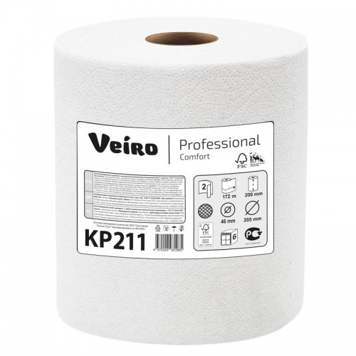 Бумажные полотенца в рулонах Veiro Professional Comfort КP211 6 рулонов  по 172 м 
