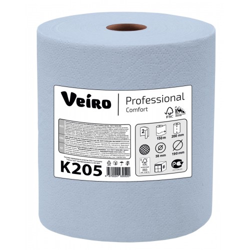 Бумажные полотенца в рулонах Veiro Professional Comfort К205 POD 6 рулонов  по 150 м 