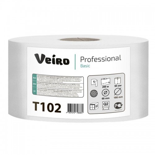 Туалетная бумага в рулонах Veiro Professional Basic Т102 Q2 12 рулонов по 200 м