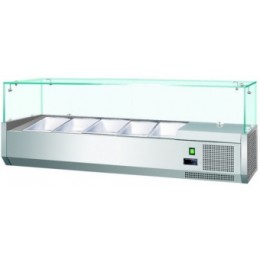 Витрина холодильная для ингредиентов  4*GN1/3 + 1*GN1/2 -150 мм Koreco VRX1400380(395II)