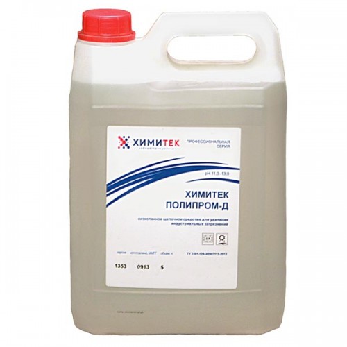 Химитек Полипром-Д, 5 л, 140406, концентрированное жидкое низкопенное щелочное средство для удаления индустриальных загрязнений